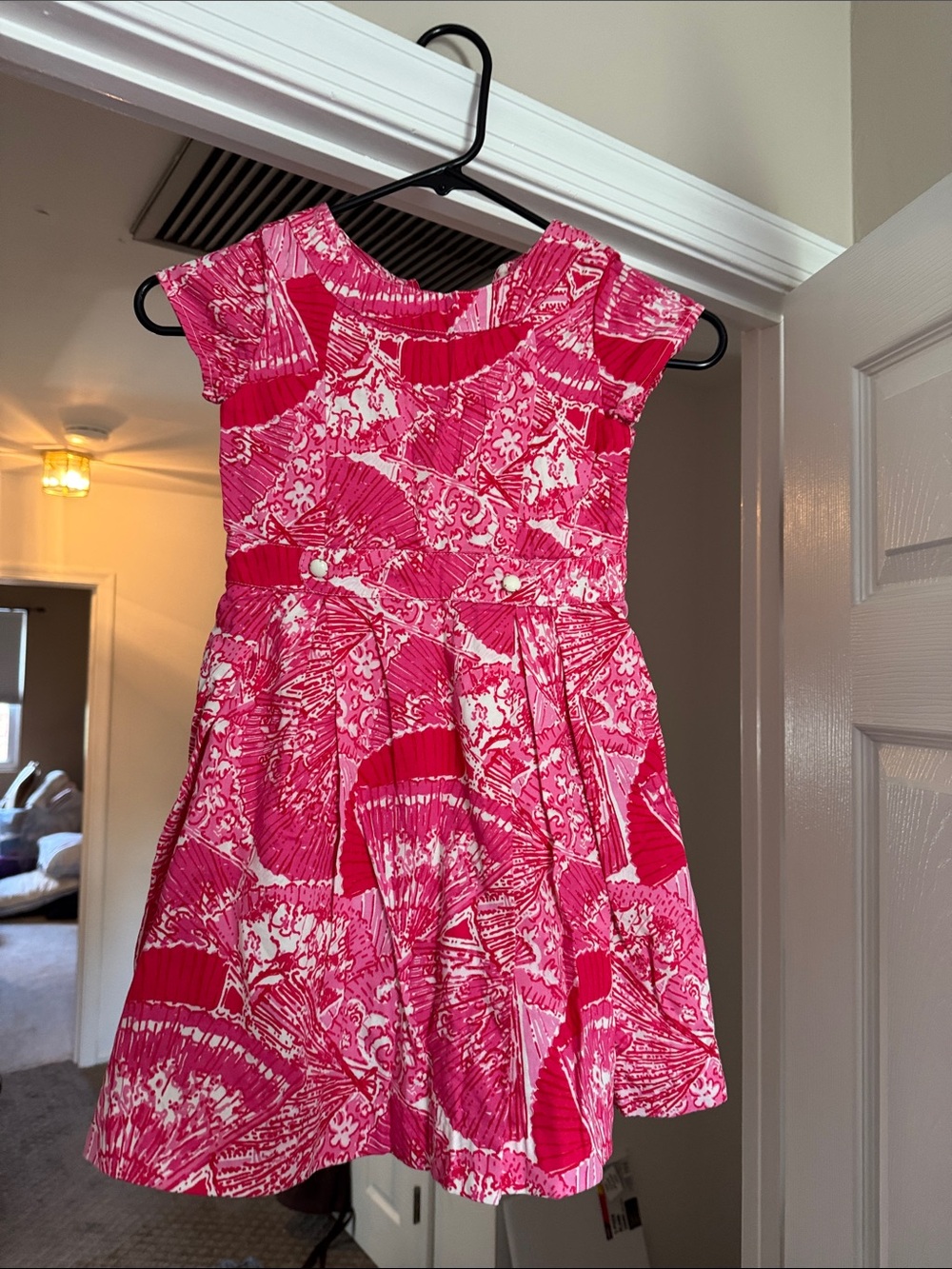 Lilly Pulitzer Hot Pink & White Printed Cap-Sleeve Dress